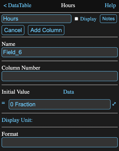 New column editor