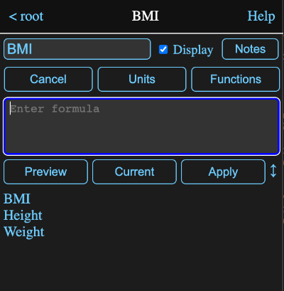 Empty formula editor